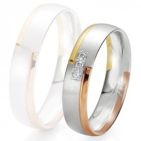 Alliance de mariage Breuning - 3 ors 5.0mm + diamant - 1377422550T