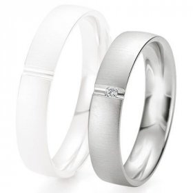 Alliance Diamant homme - Alliance de mariage Breuning - Or gris 4.5mm + diamant - 1377423145G
