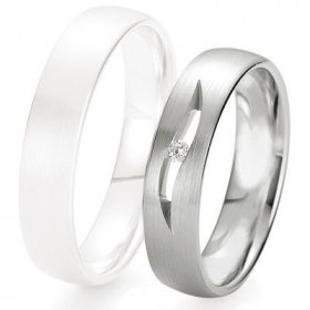 Alliance de mariage Breuning - Or gris 5.0mm + diamant - 1377423550G