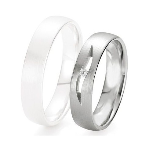 Alliance de mariage Breuning - Or gris 5.0mm + diamant - 1377423550G Alliance de mariage Breuning - Or gris 5.0mm + diamant - 1377423550G