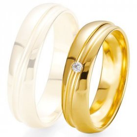 Alliance Diamant homme - Alliance de mariage Breuning - Or jaune 5.5mm + diamant - 1377423755J