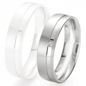Alliance Diamant homme - Alliance de mariage Breuning - Or gris 5.5mm + diamant - 1377423955G