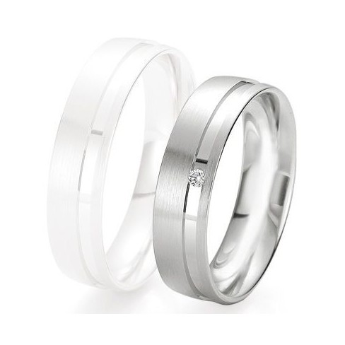 Alliance de mariage Breuning - Or gris 5.5mm + diamant - 1377423955G Alliance de mariage Breuning - Or gris 5.5mm + diamant - 1377423955G