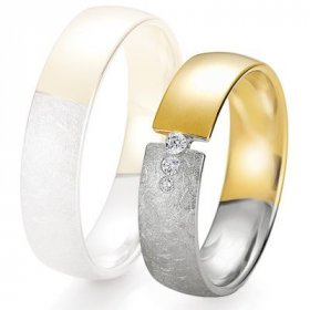 Alliance Or jaune Diamant - Alliance de mariage Breuning - 2 ors OG/OJ 5.5mm + diamant - 1377425355B
