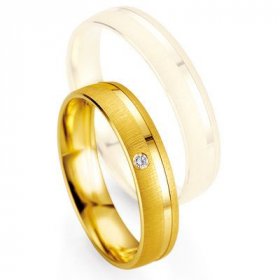 Alliance Diamant homme - Alliance de mariage Breuning - Or jaune 4.5mm + diamant - 1377400345G
