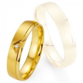 Alliance Diamant homme - Alliance de mariage Breuning - Or jaune 4.5mm + diamant - 1377400545G
