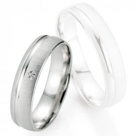 Alliance de mariage Breuning - Or gris 5.0mm + diamant - 1377401950G