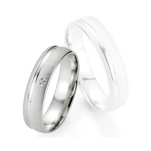 Alliance de mariage Breuning - Or gris 5.0mm + diamant - 1377401950G Alliance de mariage Breuning - Or gris 5.0mm + diamant - 1377401950G