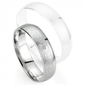 Alliance de mariage Breuning - Or gris 5.0mm + diamant - 1377402950G