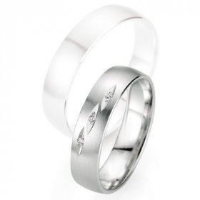 Alliance Diamant - Alliance de mariage Breuning - Or gris 5.0mm + diamant - 1377403150G