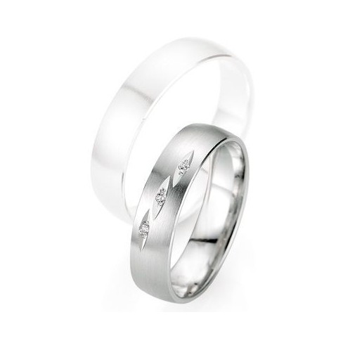 Alliance de mariage Breuning - Or gris 5.0mm + diamant - 1377403150G Alliance de mariage Breuning - Or gris 5.0mm + diamant - 1377403150G