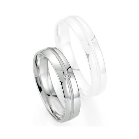 Alliance de mariage Breuning - Or gris 4.5mm + diamant - 1377403745G Alliance de mariage Breuning - Or gris 4.5mm + diamant - 1377403745G