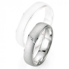 Alliance Diamant homme - Alliance de mariage Breuning - Or gris 5.0mm + diamant - 1377402550G