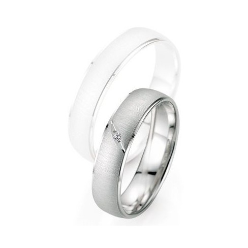 Alliance de mariage Breuning - Or gris 5.0mm + diamant - 1377402550G Alliance de mariage Breuning - Or gris 5.0mm + diamant - 1377402550G