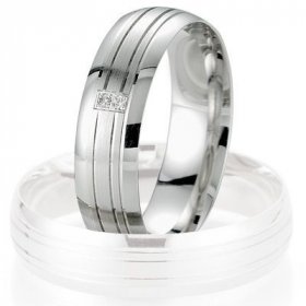 Alliance de mariage Breuning - Or gris 5.5mm + diamant - 1377404355G