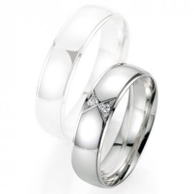 Alliance homme Diamant - Alliance de mariage Breuning - Or gris 5.5mm + diamant - 1377404555G