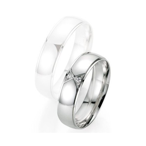 Alliance de mariage Breuning - Or gris 5.5mm + diamant - 1377404555G Alliance de mariage Breuning - Or gris 5.5mm + diamant - 1377404555G