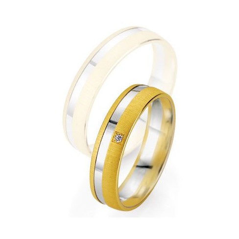 Alliance de mariage Breuning - Or gris/or jaune 5.0mm + diamant - 1377405150B Alliance de mariage Breuning - Or gris/or jaune 5.0mm + diamant - 1377405150B