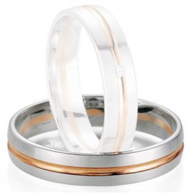 Alliance de mariage Breuning - Or gris/or rose 4.5mm - 1303405645B