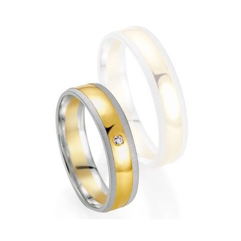 Alliance de mariage Breuning - Or gris/or jaune 5.0mm + diamant - 1377405950B Alliance de mariage Breuning - Or gris/or jaune 5.0mm + diamant - 1377405950B
