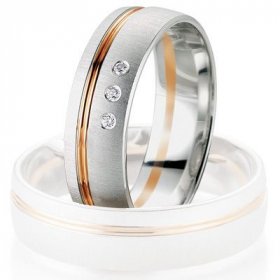 Alliance Diamant - Alliance de mariage Breuning - Or gris/or rose 6.0mm + diamant - 1377406160B