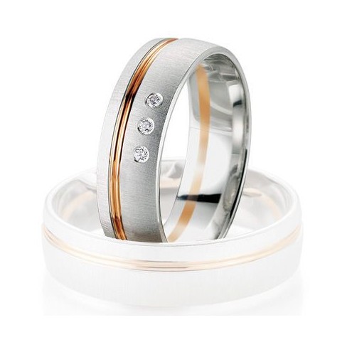 Alliance de mariage Breuning - Or gris/or rose 6.0mm + diamant - 1377406160B Alliance de mariage Breuning - Or gris/or rose 6.0mm + diamant - 1377406160B