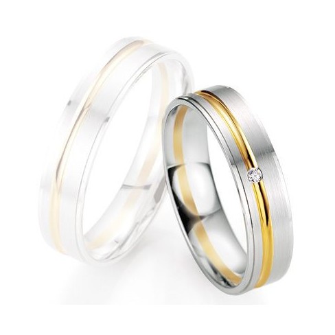 Alliance de mariage Breuning - Or gris/or jaune 5.0mm + diamant - 1377406750B Alliance de mariage Breuning - Or gris/or jaune 5.0mm + diamant - 1377406750B