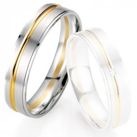 Les motifs lignes - Alliance de mariage Breuning - Or gris/or jaune 5.0mm - 1303406850B