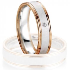 Alliance de mariage Breuning - Or gris/or rose 5.0mm + diamant - 1377407150B
