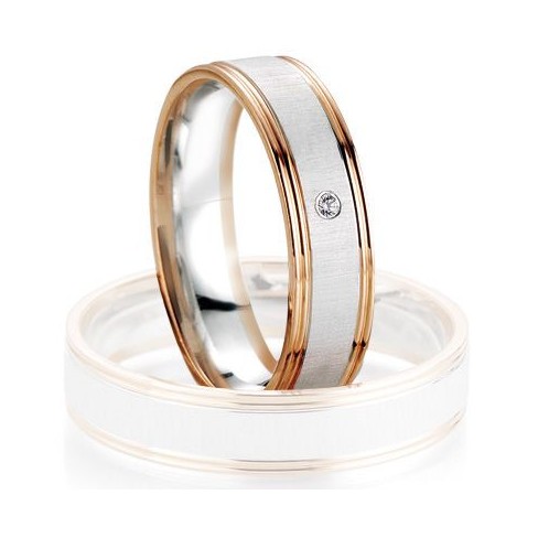 Alliance de mariage Breuning - Or gris/or rose 5.0mm + diamant - 1377407150B Alliance de mariage Breuning - Or gris/or rose 5.0mm + diamant - 1377407150B
