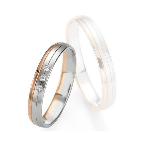 Alliance de mariage Breuning - Or gris/or rose 3.5mm diamant - 1377409135B Alliance de mariage Breuning - Or gris/or rose 3.5mm diamant - 1377409135B