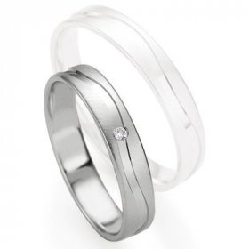 Les motifs vagues - Alliance de mariage Breuning - Or gris 4.0mm diamant - 1377408140G