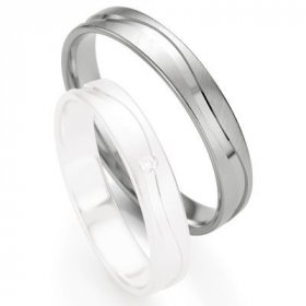 Alliance femme pas cher - Alliance de mariage Breuning - Or gris 4.0mm - 1303408240G