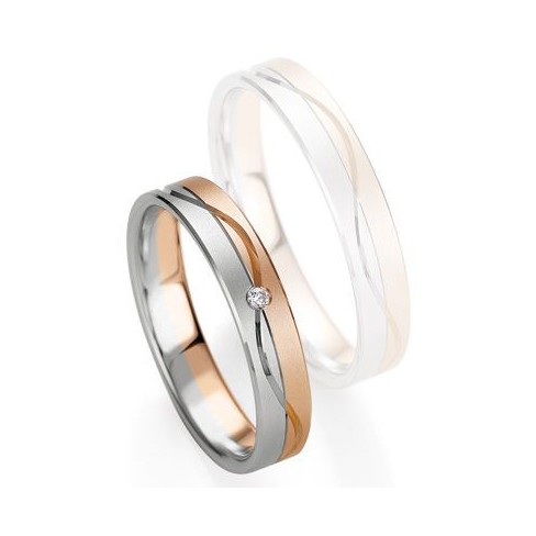Alliance de mariage Breuning - Or gris/or rose 4.0mm diamant - 1377409340B Alliance de mariage Breuning - Or gris/or rose 4.0mm diamant - 1377409340B