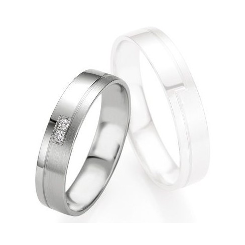 Alliance de mariage Breuning - Or gris 4.5mm + diamant - 1377408345G Alliance de mariage Breuning - Or gris 4.5mm + diamant - 1377408345G