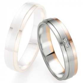 Alliance Diamant homme - Alliance de mariage Breuning - Or gris/or rose 4.5mm diamant - 1377409545B
