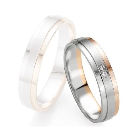 Alliance de mariage Breuning - Or gris/or rose 4.5mm diamant - 1377409545B Alliance de mariage Breuning - Or gris/or rose 4.5mm diamant - 1377409545B