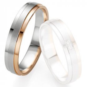 Alliance homme Or - Alliance de mariage Breuning - Or gris/or rose 4.5mm - 1303409645B