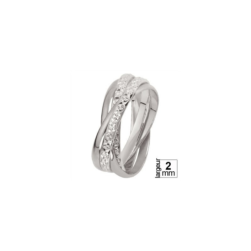 Alliance de mariage femme Or Blanc 9 ou 18 carats 4 anneaux entrelac s
