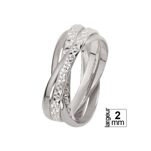 Alliance de mariage femme Or Blanc 9 ou 18 carats 4 anneaux entrelacés