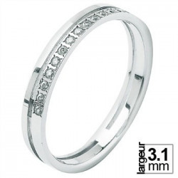 Jolie Alliance pour femme, en Or blanc, sertie de 14 diamants blancs