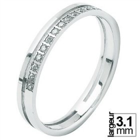 Alliance femme Or blanc diamant - Alliance de mariage Or...