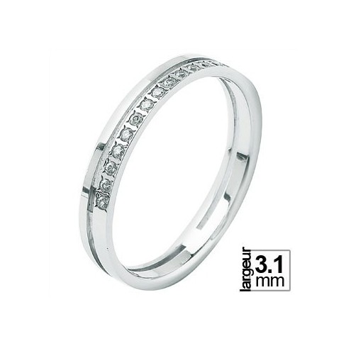 Jolie Alliance pour femme, en Or blanc, sertie de 14 diamants blancs