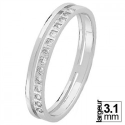 Jolie Alliance pour femme, en Or blanc, sertie de 14 diamants blancs