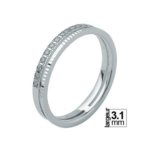 Alliance de mariage Or blanc 750 Diamant - La Boutique de l'Alliance