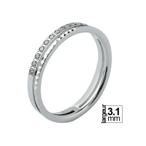 Alliance de mariage Or blanc 750 Diamant - La Boutique de l'Alliance
