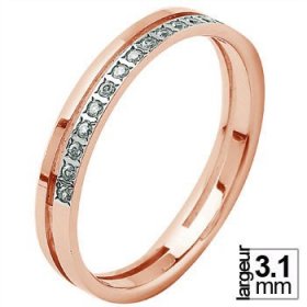 Alliance Diamant femme - Alliance de mariage Or rose...