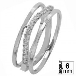 Alliance de mariage originale pour femme en Or blanc serti 15 Diamants