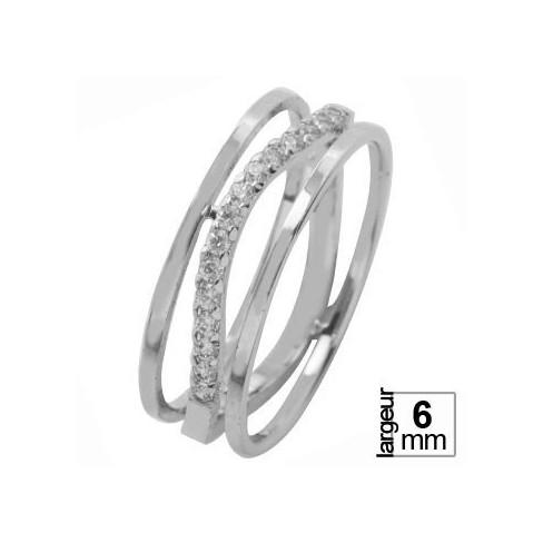 Alliance de mariage originale pour femme en Or blanc serti 15 Diamants