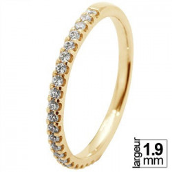 Fine alliance de mariage Or jaune serti 4 griffes 21 diamants blancs